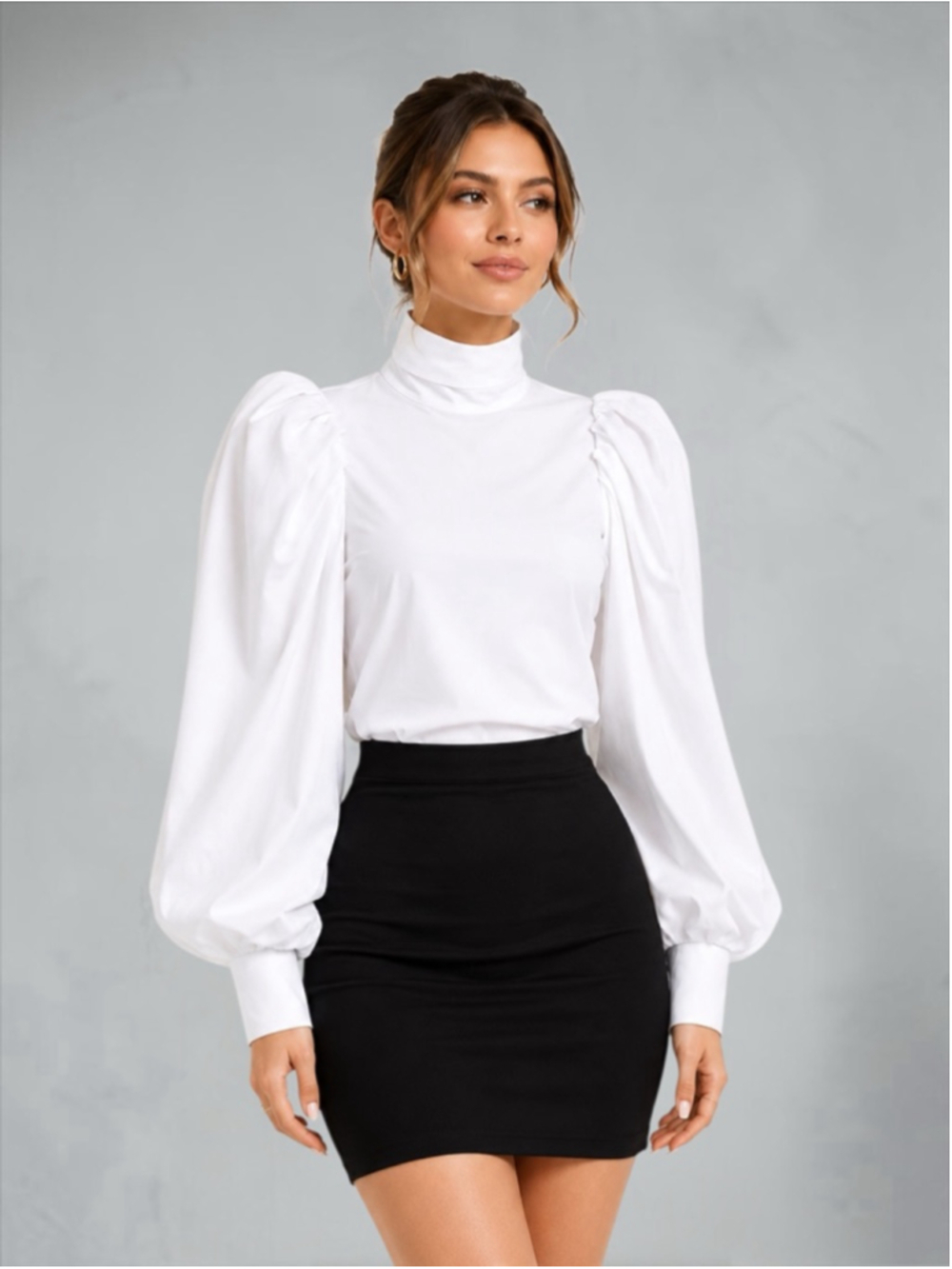 Swank A Posh “Jury’s Out Power Shoulder Top” Ivory Blouse – Size M/L